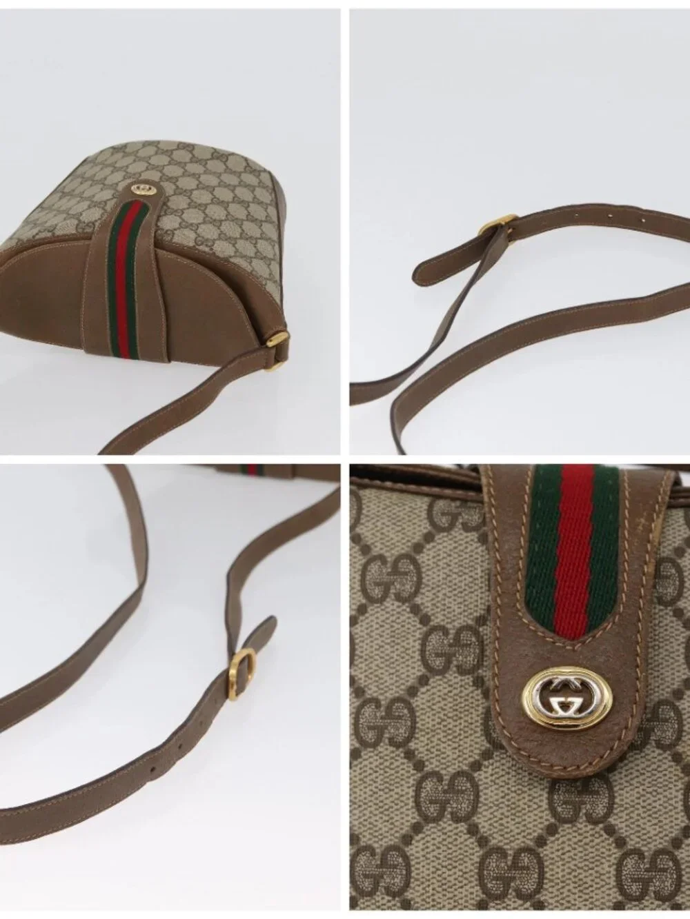 GUCCI GG Supreme Web Sherry Line Bag PVC Beige Gold 904 02 081 Auth ep13481 - Picture 16 of 16